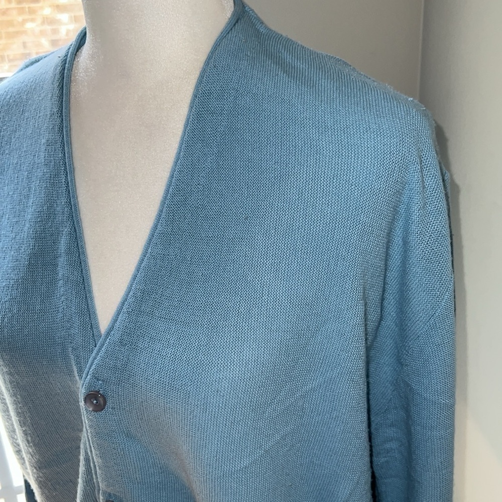 Vintage Ash Creek Grandpa Sweater Baby Blue Knit Button Up V-Neck Cardigan L - Picture 6 of 9